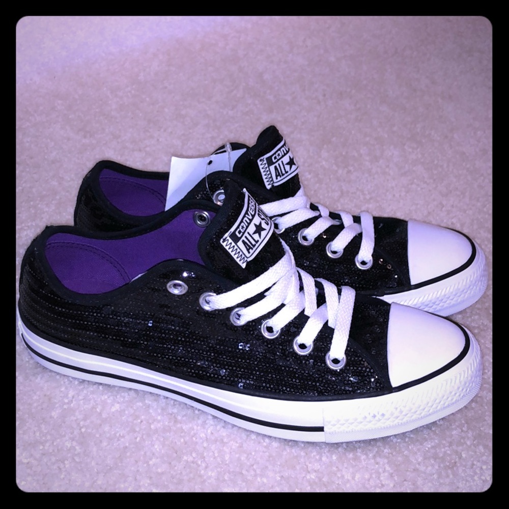 Fun and Flirty Sequined Black Converse